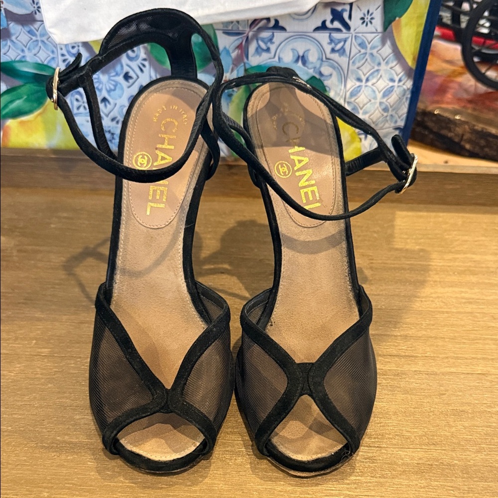 CHANEL Black Mesh Women's Heels - Picture 2 of 5